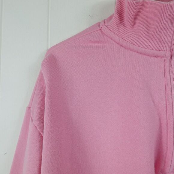 Adidas Womens Pink Pull Over Mock Neck Sweatshirt Quarter Zip Size 1X - Picture 2 of 11